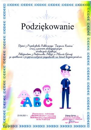 Podziękowanie dla policjantów