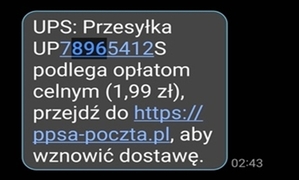 Uważaj na SMS’y dotyczące rzekomych dopłat do przesyłek kurierskich lub zmiany danych adresowych dotyczących przesyłki