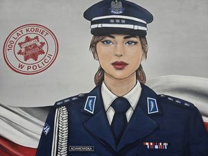 Mural upamiętniający 100-lecie Policji kobiecej odsłonięty przy Komendzie w Dzierżoniowie